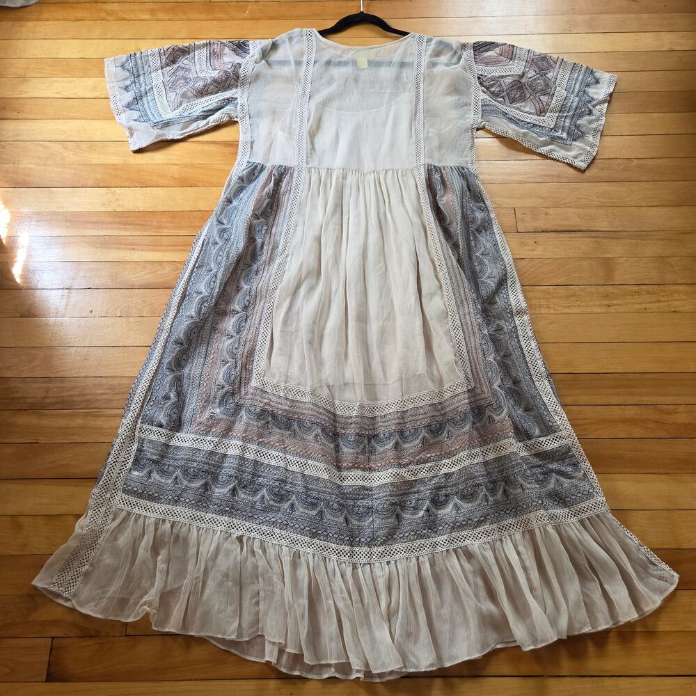 Anthropologie Maeve Toronto Embroidered Peasant Midi Dress Boho Gauze Small - Picture 7 of 15
